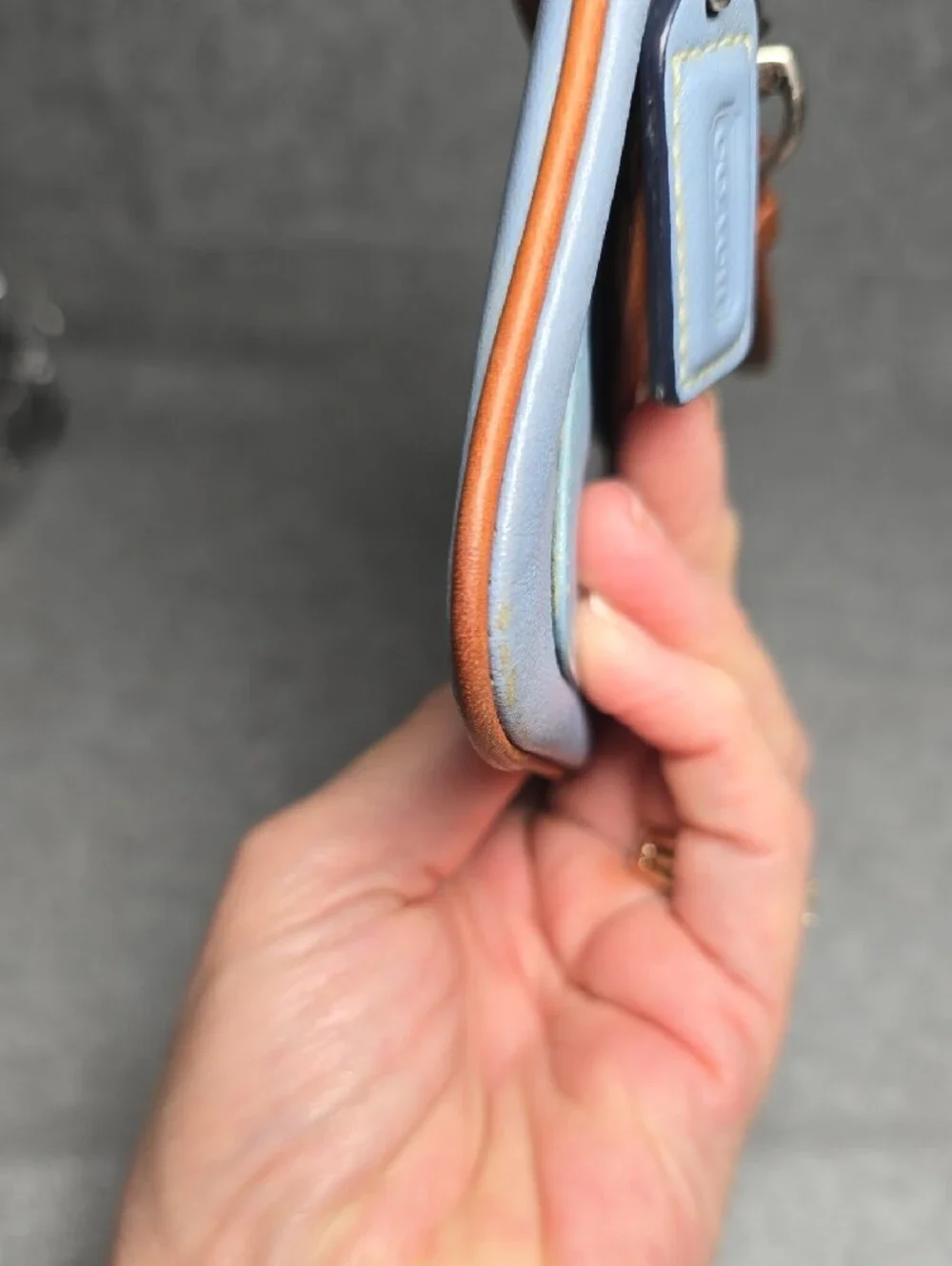 Coach Vintage Hamptons Light Blue and Tan Leather Wristlet